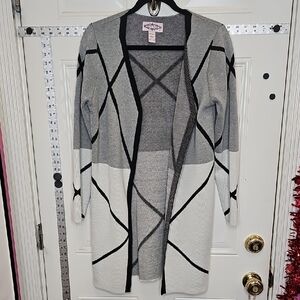 Geometric, Cardigan, Long, Classic, Office, Travel, Basic, Two Tone, Teacher,